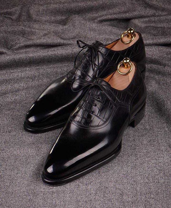 Black Men's Oxford Leather Shoes/ Handmade Custom Order 