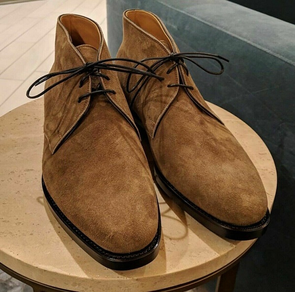 Handmade Men's Brown Suede Chukka Lace Up Boot