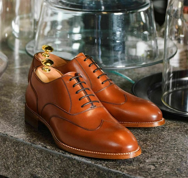 Handmade Men’s Tan Color Leather Shoes, Men Wingtip Dress Formal Lace ...