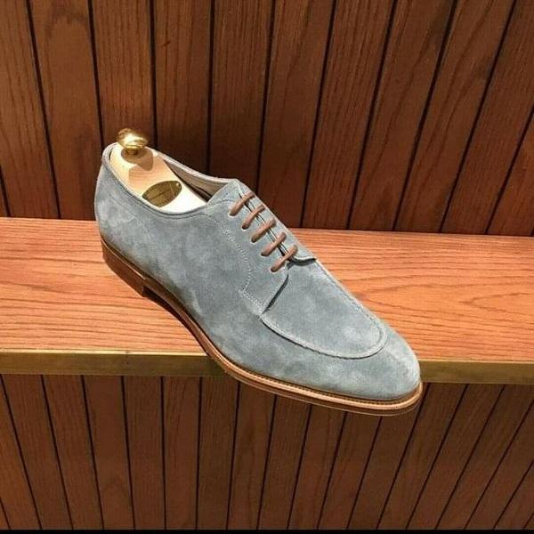 New Handmade Men's Gray Dress Shoes, Suede Leather Lace Up Shoes