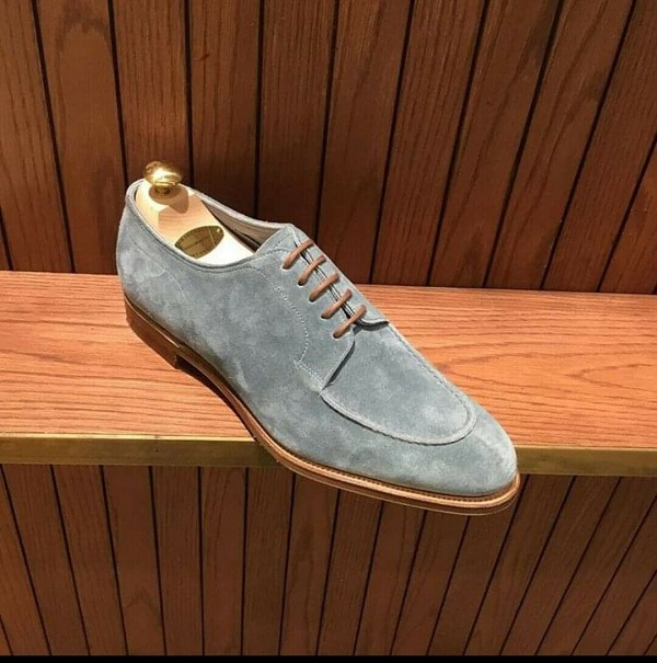 New Handmade Men's Gray Dress Shoes, Suede Leather Lace Up Shoes